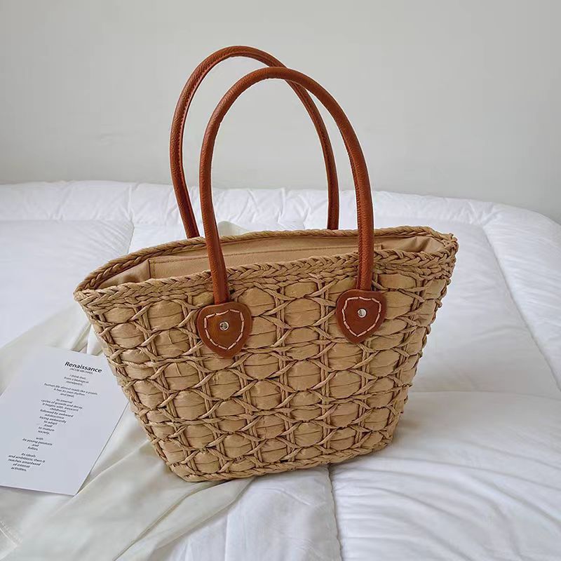 Braided shopping bag with sturdy faux leather handles Kalsten