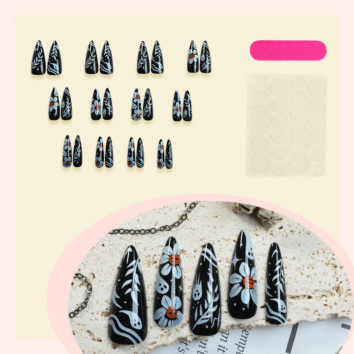 Elegant Floral-Themed Press-On Nail Design
