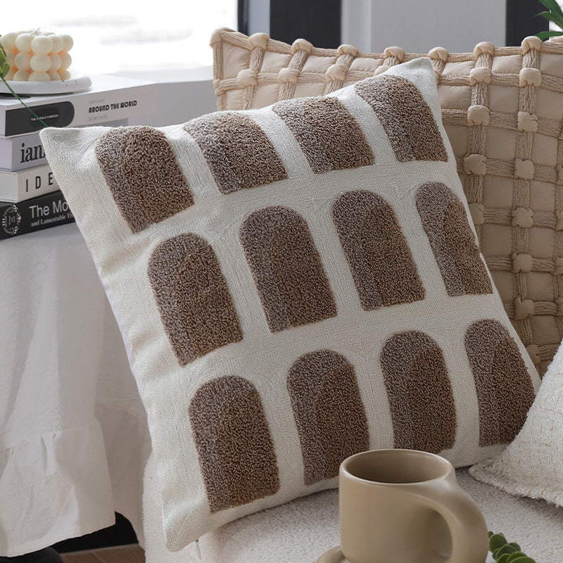 Square cushion cover made of textured bouclé blend with decorative piped seam Kalsten