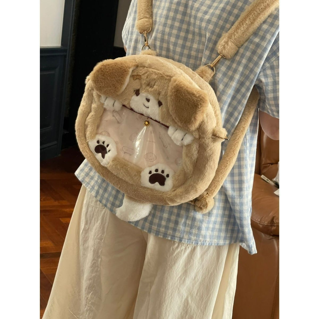 Plush Shoulder Bag with Dog Motif Kalsten