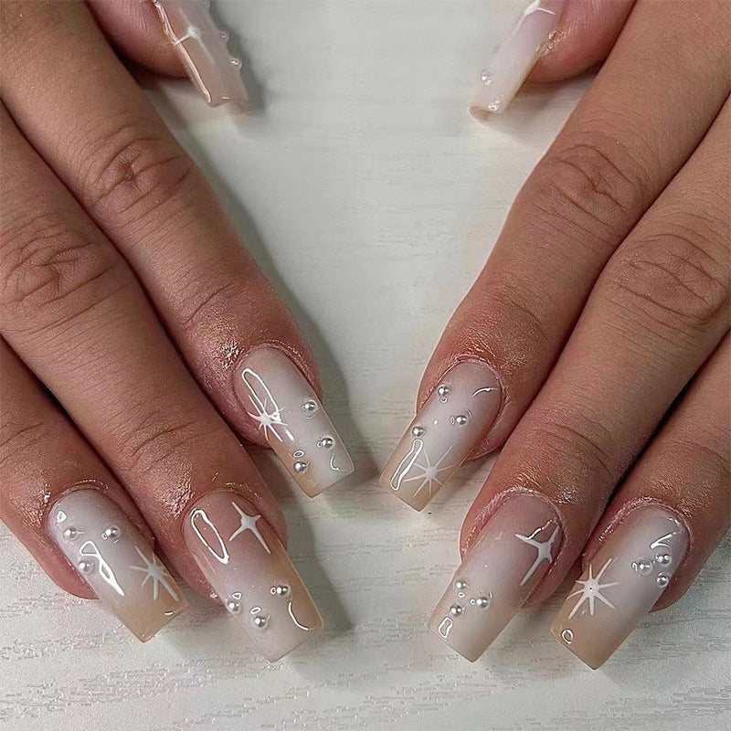 Artful Gel Nails with Elegant Floral Design and Glitter Accents Kalsten