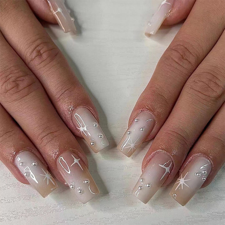 Artful Gel Nails with Elegant Floral Design and Glitter Accents Kalsten