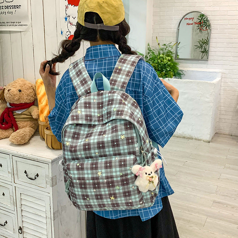 Stylish Multi-Pocket Plaid Backpack Kalsten