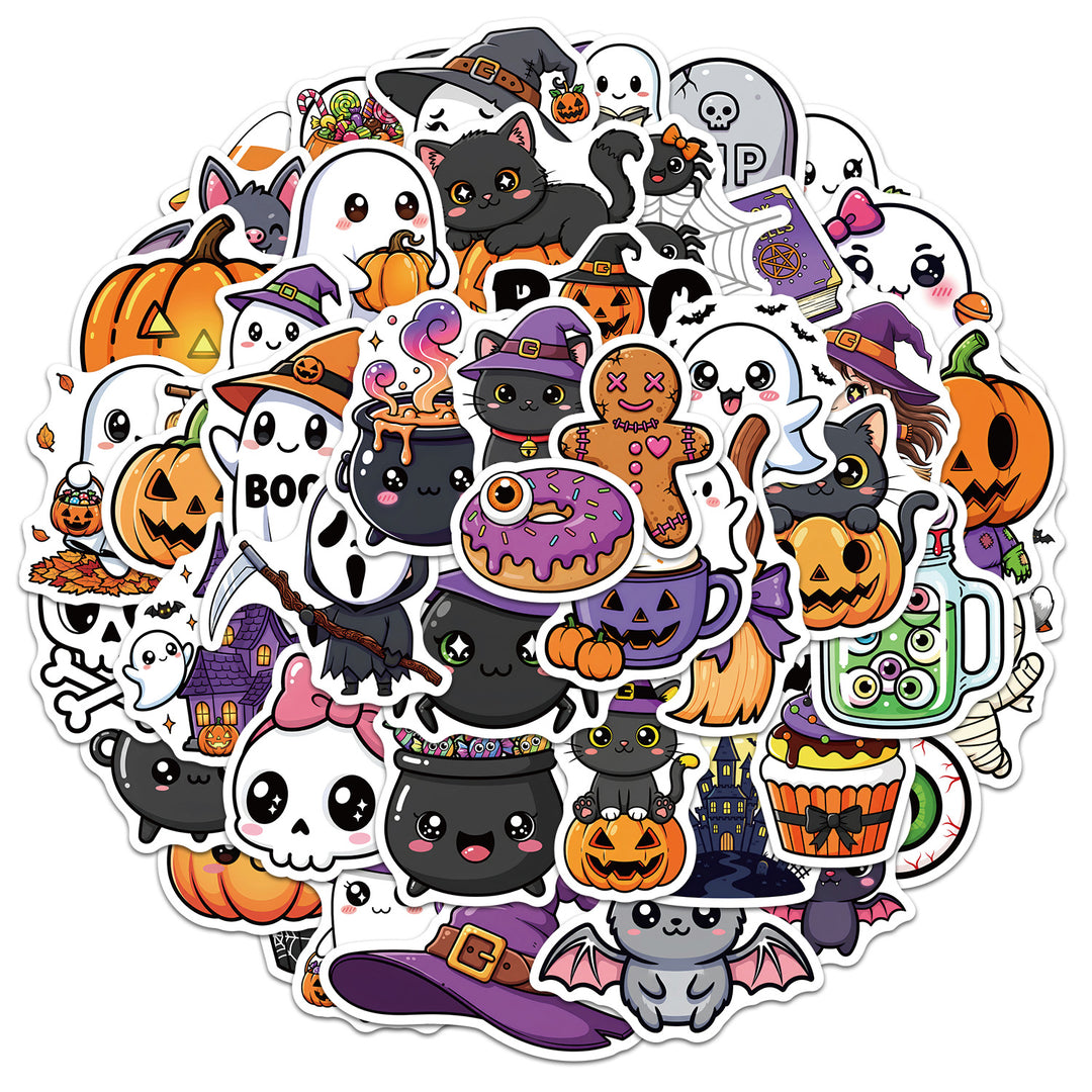 Kawaii Halloween Vinyl Sticker Set Waterproof, removable sticker pack for laptop, scrapbooking and gift decoration