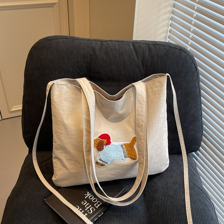 Cute Cartoon Dog-Themed Canvas Tote Bag