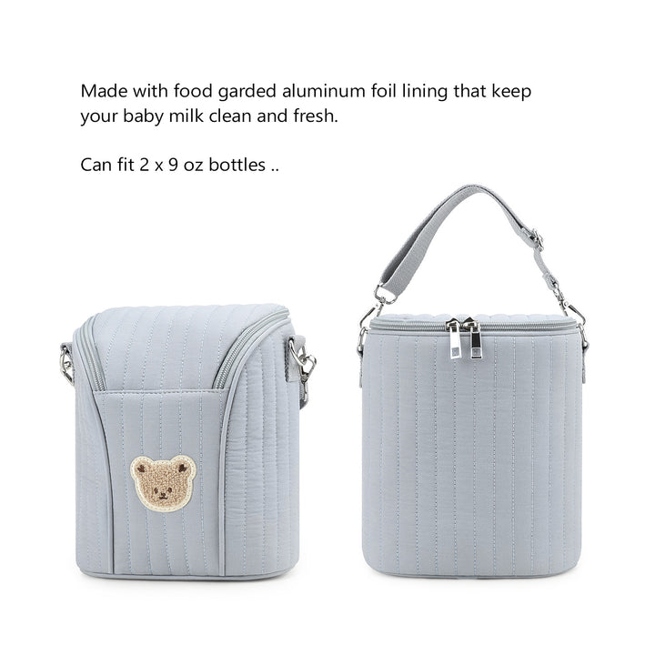 Fashionable Shoulder Bag with Quilted Design and Cute Bear Motif Kalsten