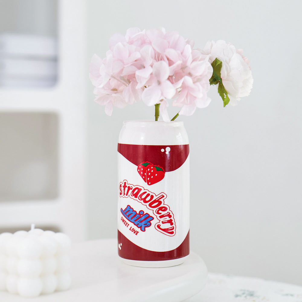 Novelty Strawberry Milk Ceramic Cup