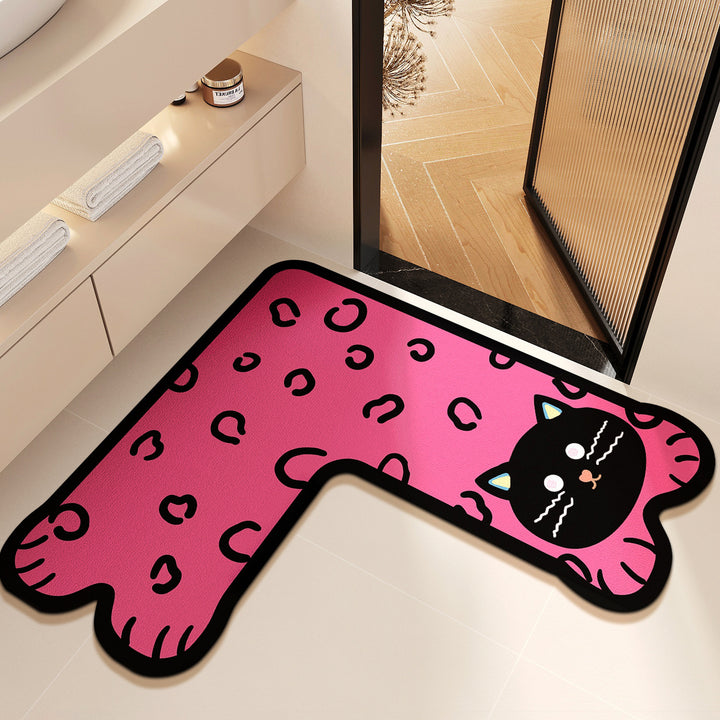 Cartoon-Themed Pet Design Bath Mat