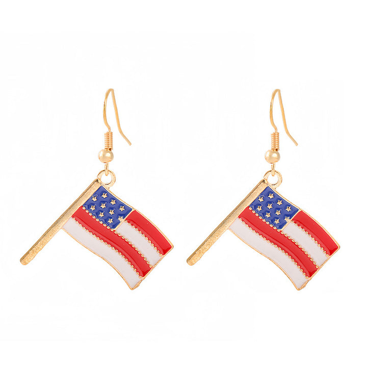 Ladies enamel earrings horseshoe with star stripe motif Kalsten