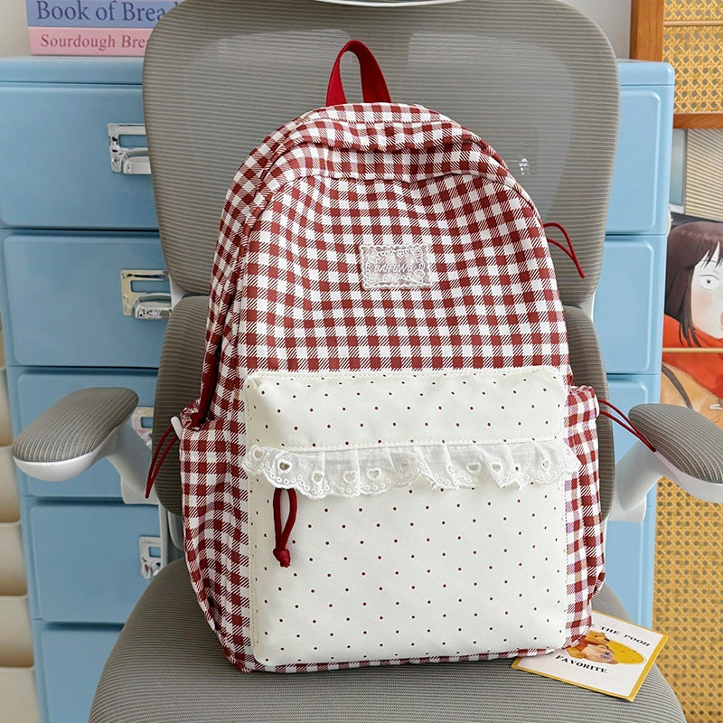 Cute Checkered Pattern Backpack Kalsten