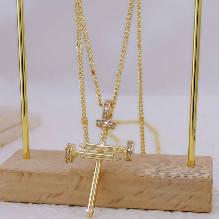 Luxurious Gemstone Embellished Cross Pendant Necklace Kalsten
