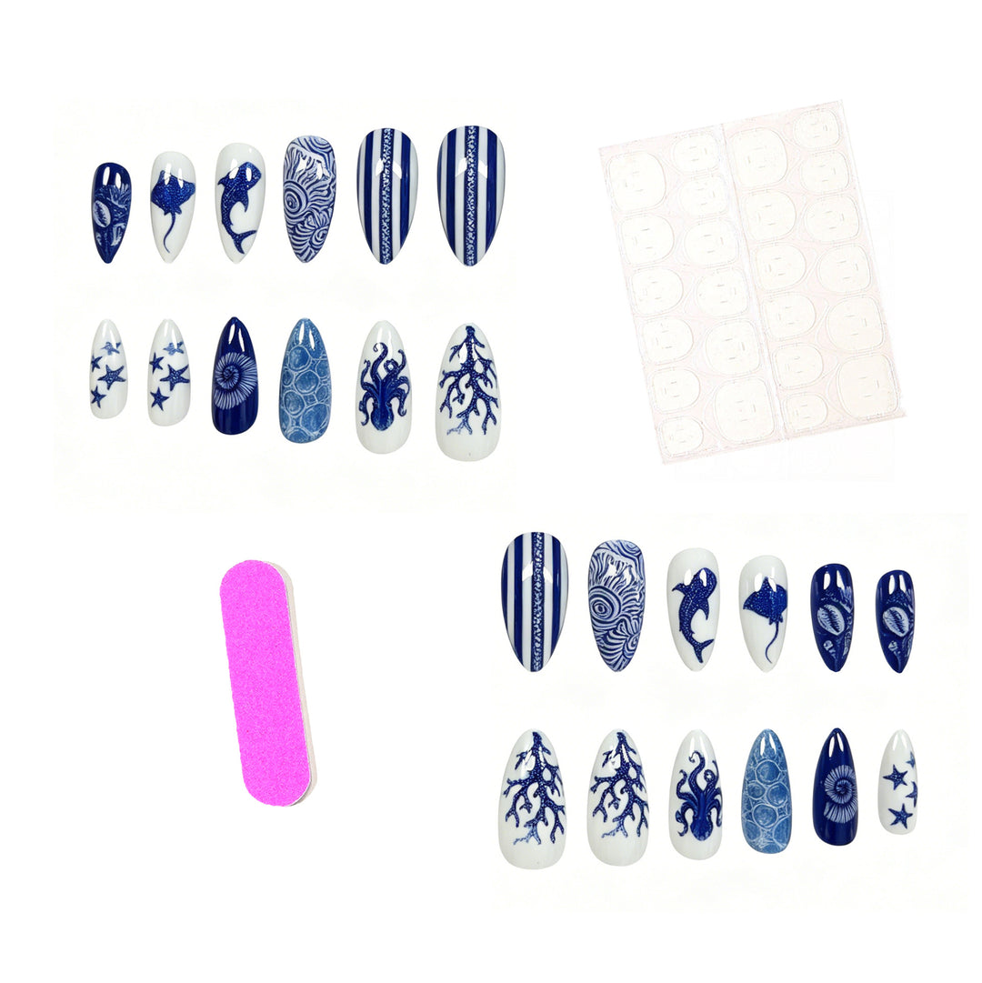 Artistic Ocean-Themed Nail Art Extensions Kalsten