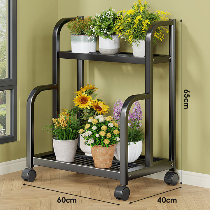 Three-Tier Rolling Metal Plant Display Shelf