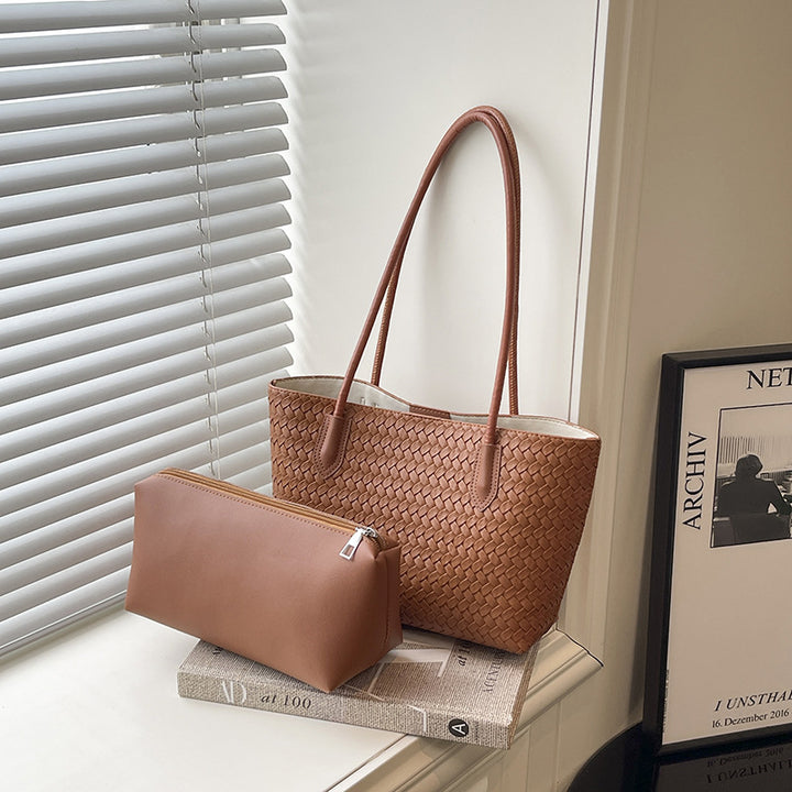 Woven Texture Shoulder Tote