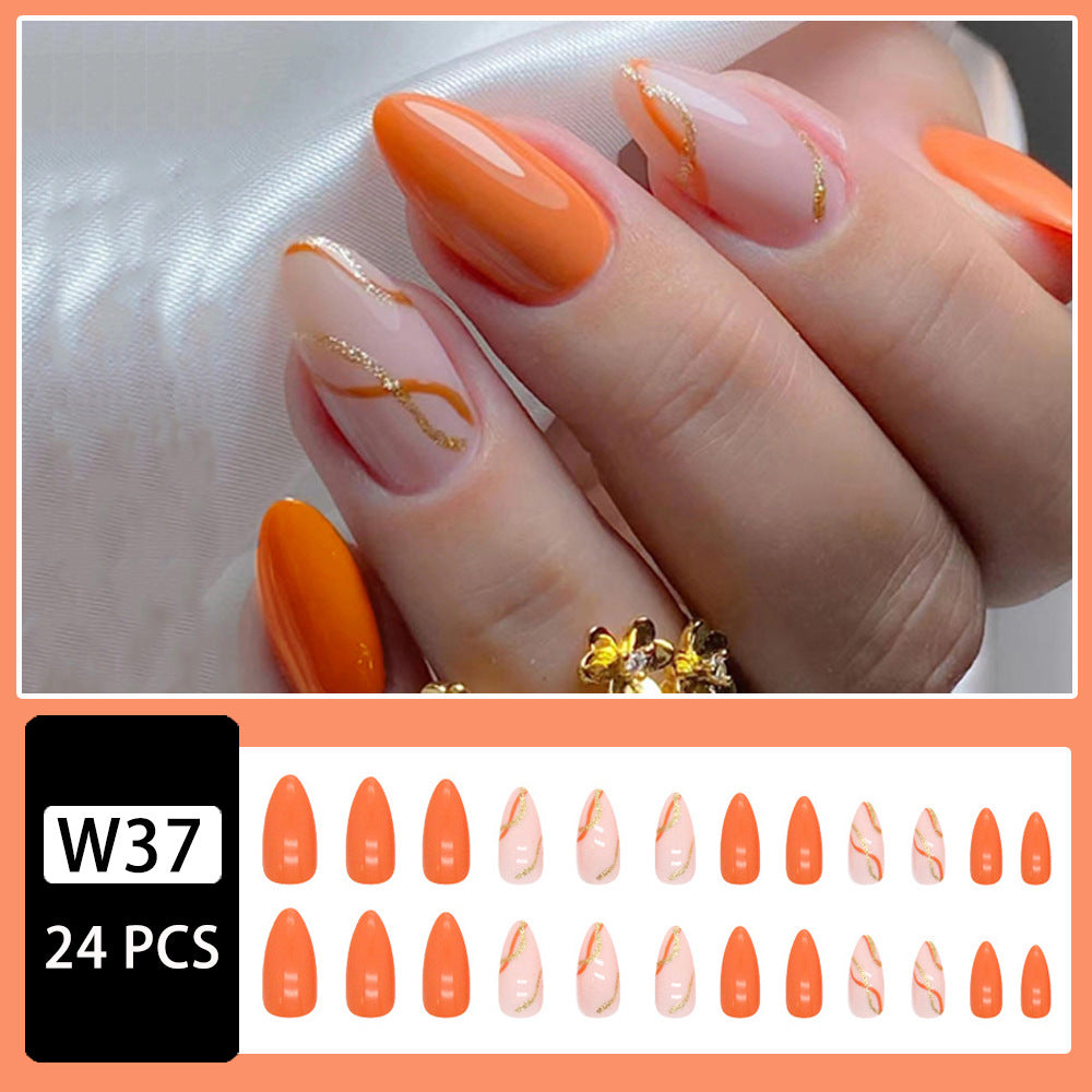 Artificial Nail Set with Glamorous Marbled Design Kalsten
