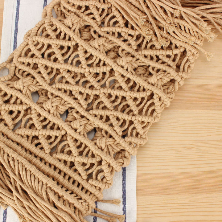 Macrame crossbody bag with fringes and inner pocket Kalsten