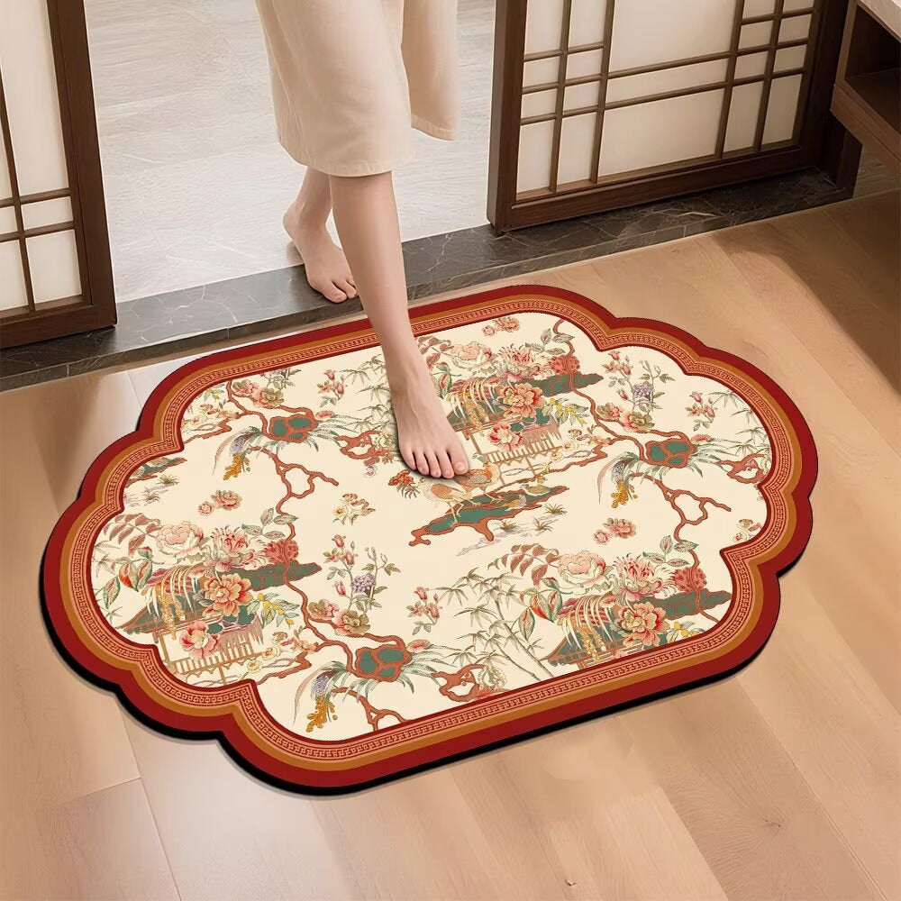 Elegant Vintage Floral Design Bath Mat