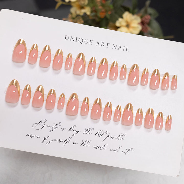 Elegant Gold-Tipped Stiletto Press-On Nails