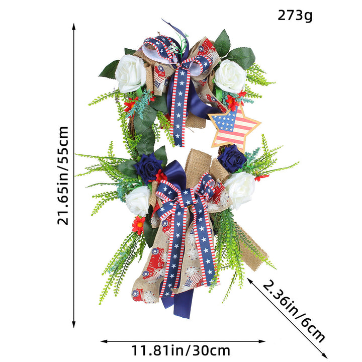 Unisex nan patriotic pom pom front door wreath with star embellishments Kalsten