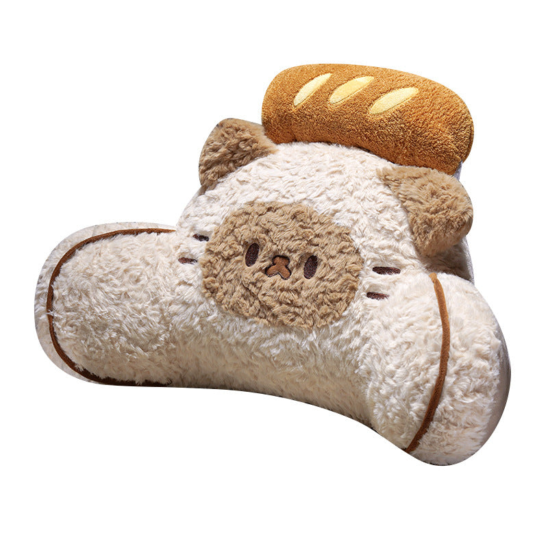 Ergonomic lumbar pillow made of plush with memory foam and cute bear design