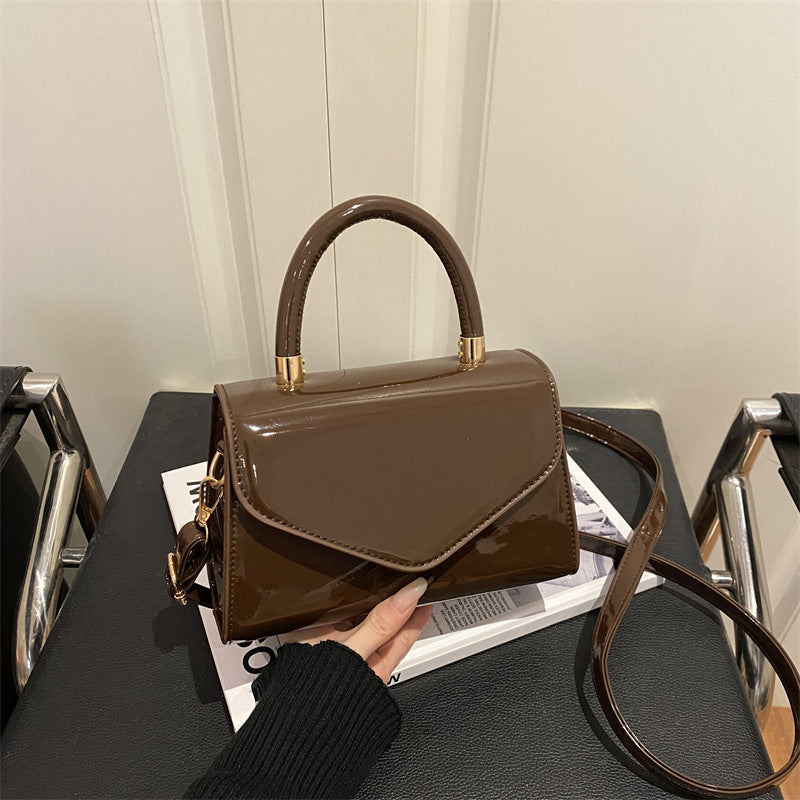 Elegant Patent Leather Handheld Satchel