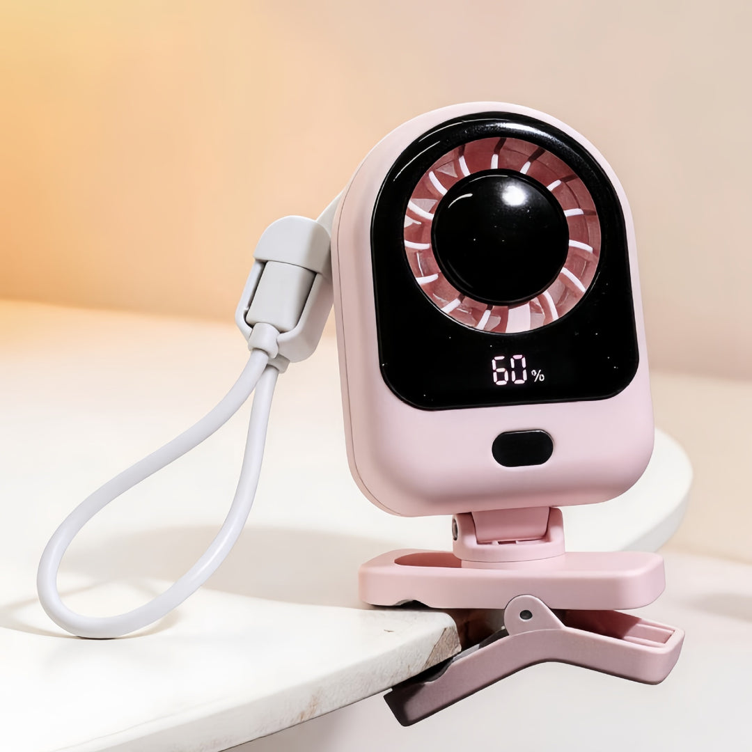 Women's portable table fan with LCD display and USB charging port Kalsten