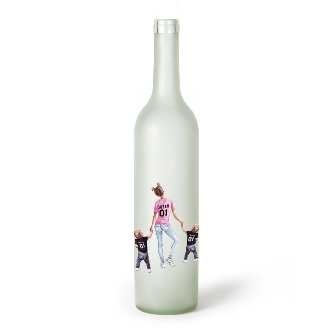 Decorative Frosted Glass Bottle Vase With Fashion Collage Decal