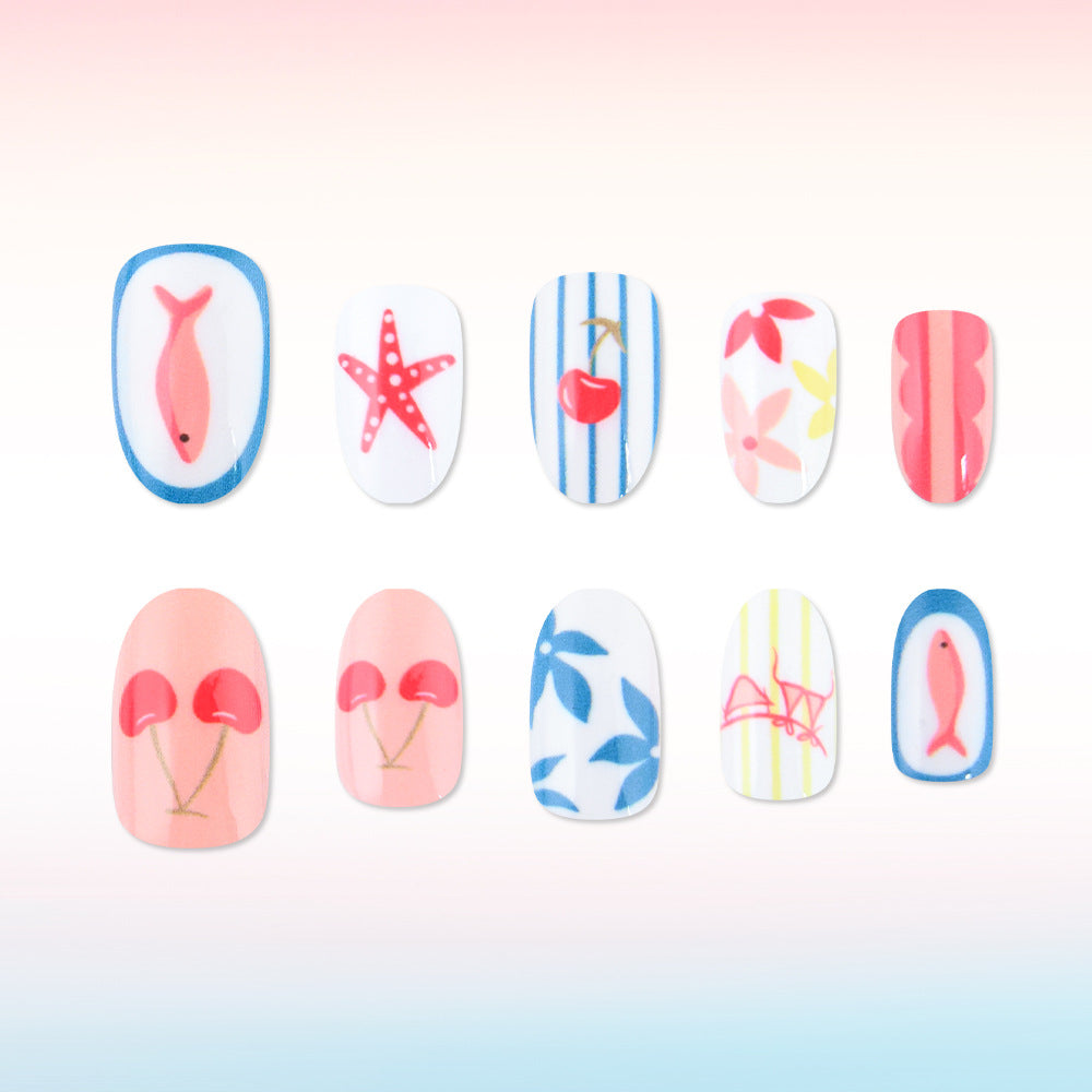 Artistic Summer-Themed Press-On Nail Art Kalsten