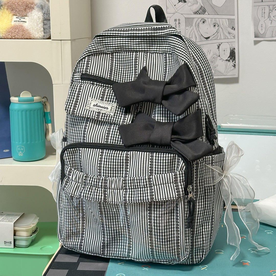 Decorative Bow-Embellished School Backpack Kalsten