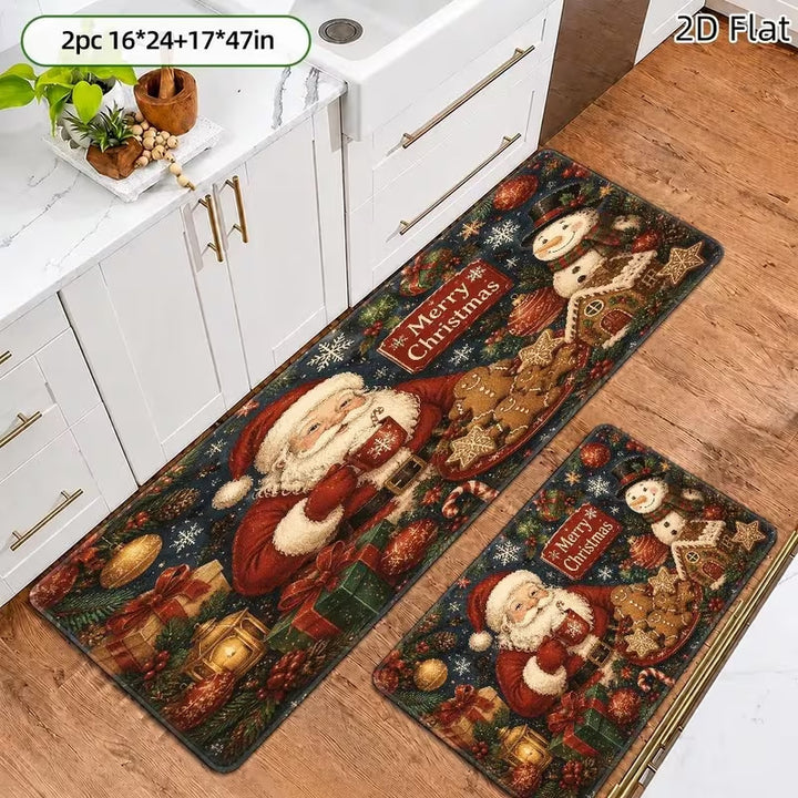 Christmas-Themed Kitchen Mat Set