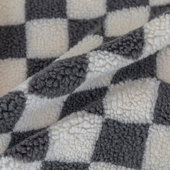 Plush Checkered Sherpa Accent Pillow Cushion