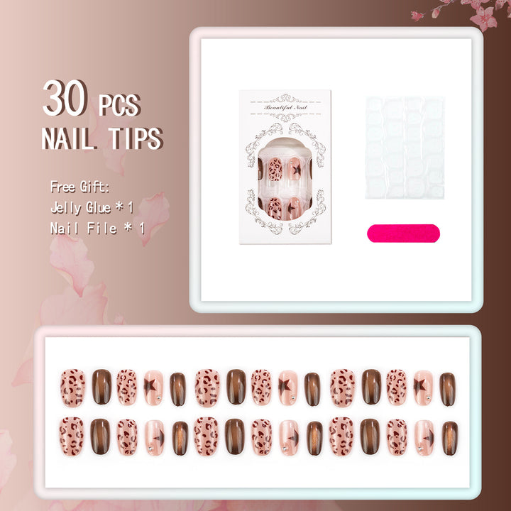 Artistic Leopard Print and Shimmer Press-On Nail Set