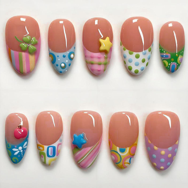 Artificial nail set with colorful summer motifs Kalsten