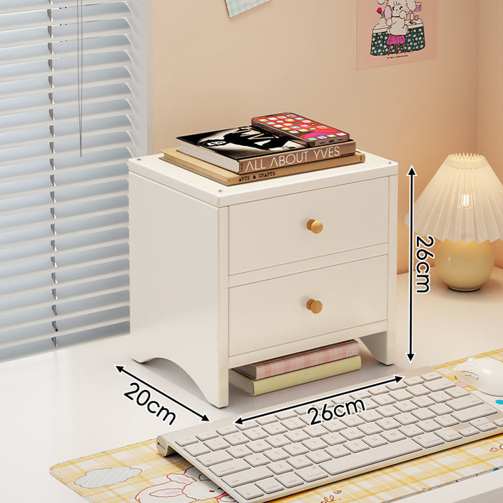 Dual-Height Wooden Monitor Riser and Desktop Organizer with Two Drawers