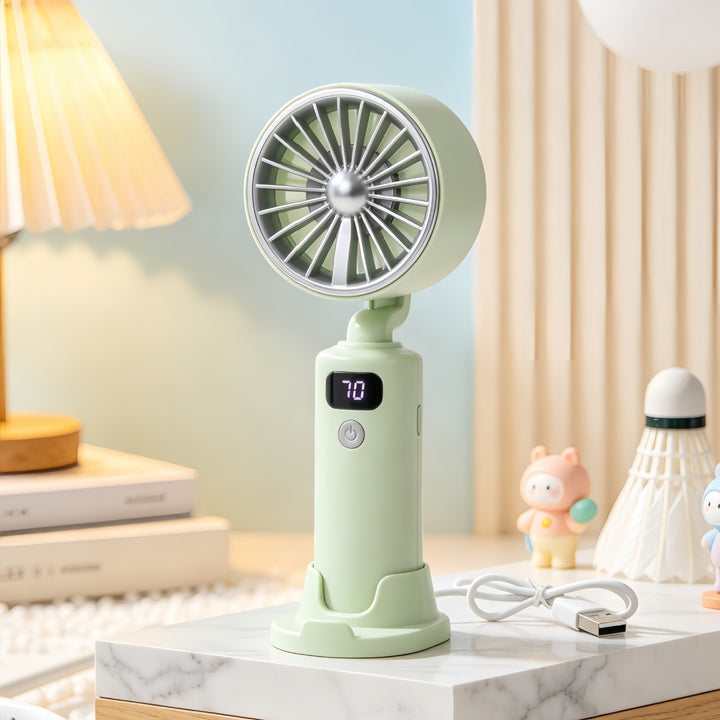 Women portable USB table fan with digital speed display Kalsten