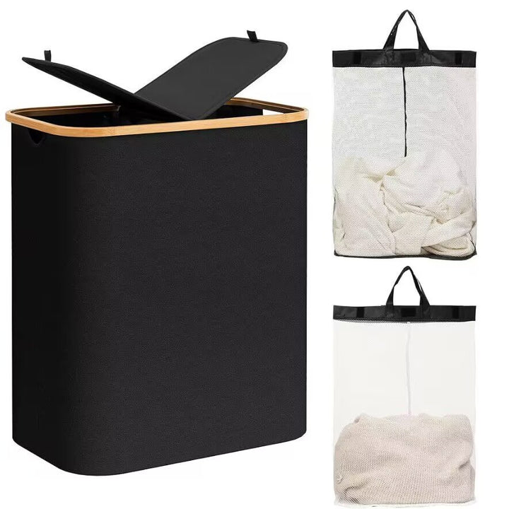 Elegant laundry basket with bamboo lid Kalsten