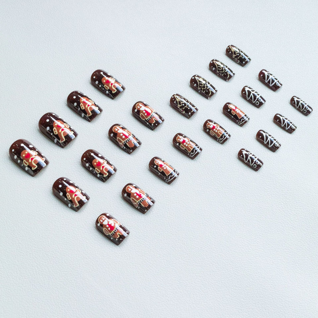 Festive Gingerbread Themed Nail Art Set