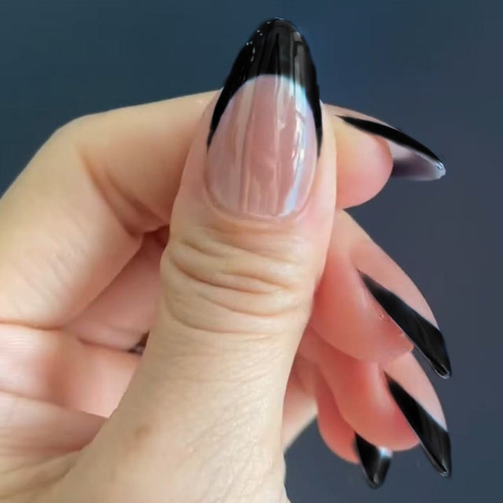 Artistic Stiletto Press-On Nail Set with Chic Black French Tips Kalsten