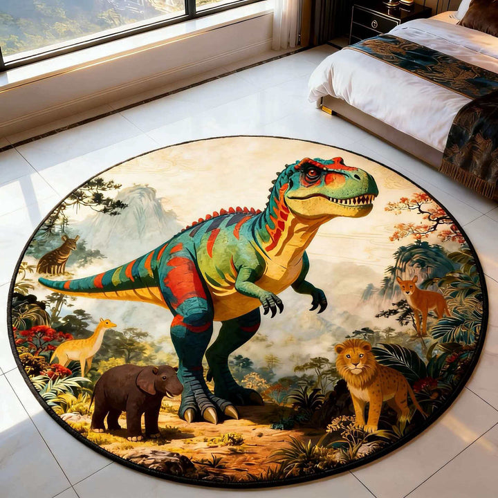 Artistic Tiger-Themed Round Area Rug