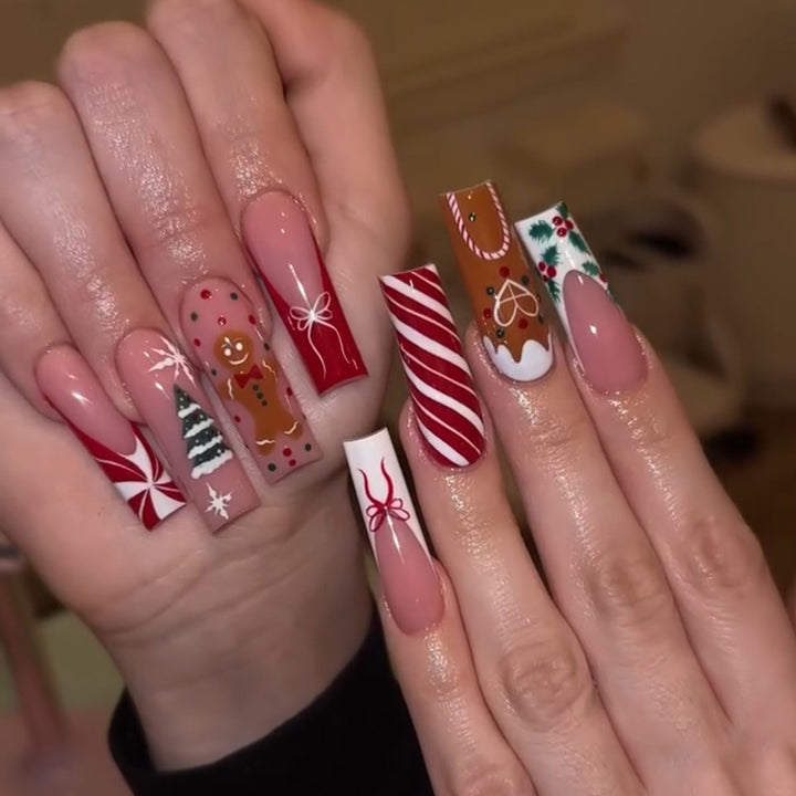Artificial nail set with festive Christmas design Kalsten 1789118905