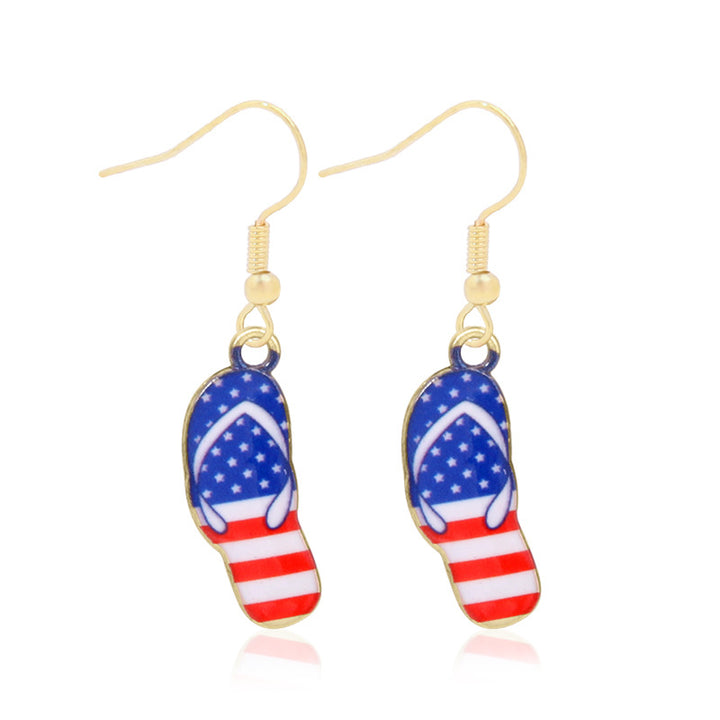 Women's lightweight star earrings with enamel flag design and fishhook Kalsten