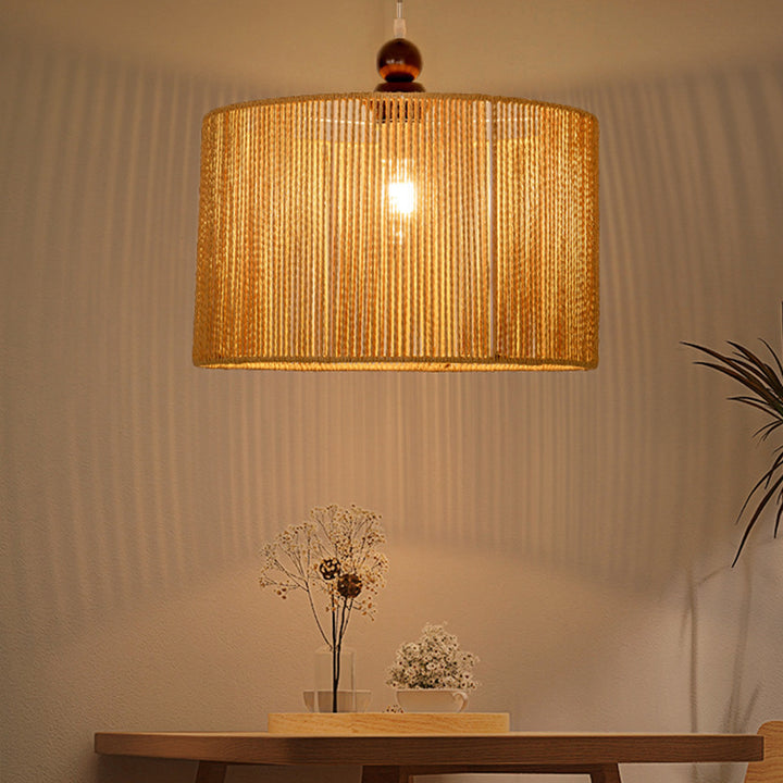 Textured Rattan Pendant Light