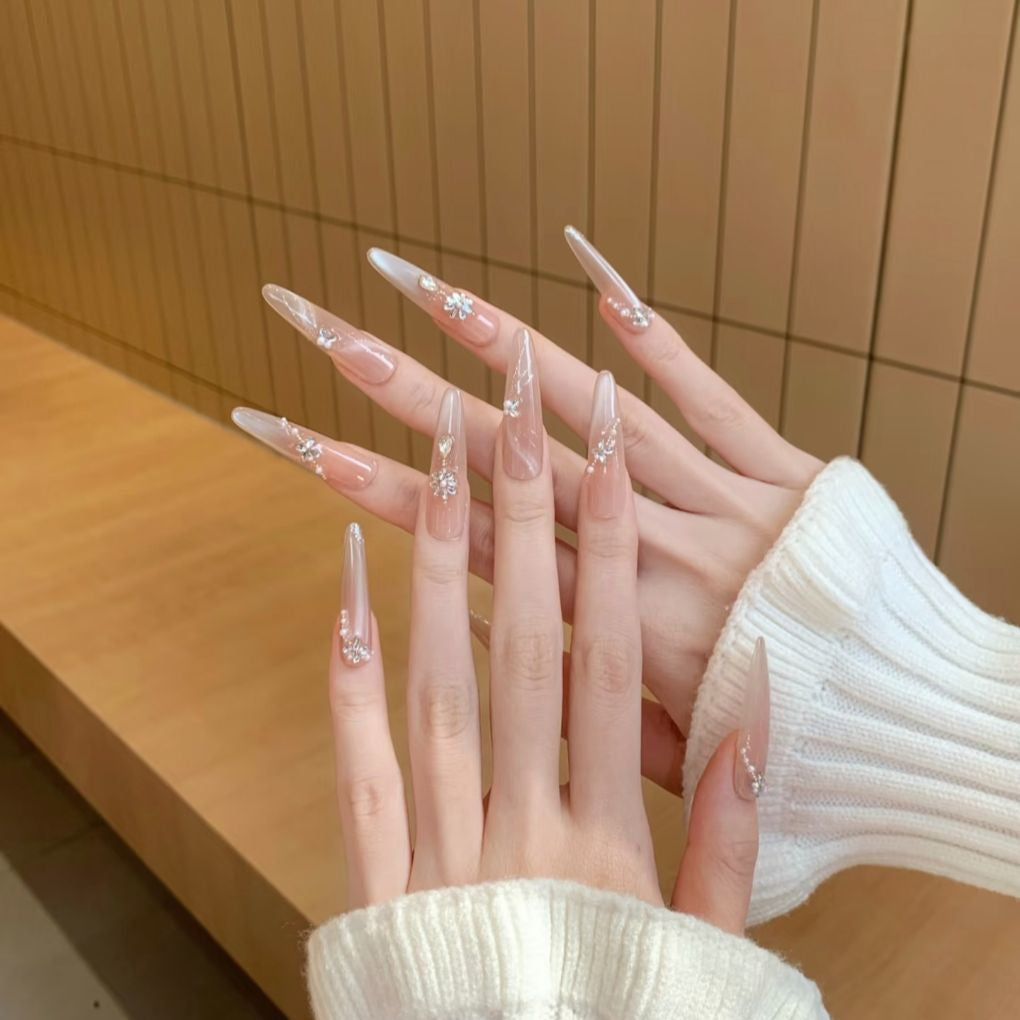 Exquisite Stiletto Nail Extensions with Crystal Accents
