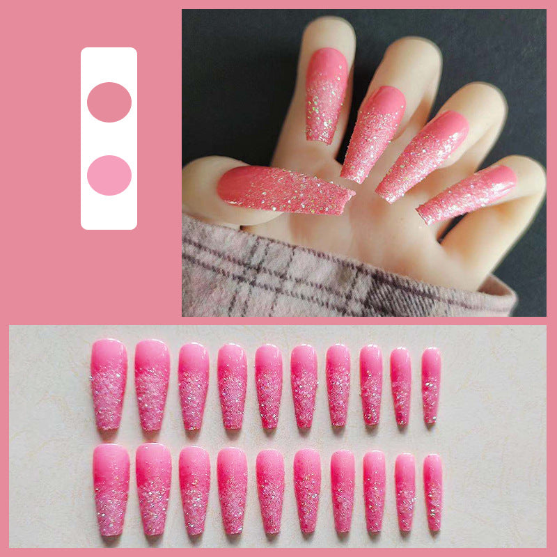 Glossy Long Coffin Press-On Nails Set