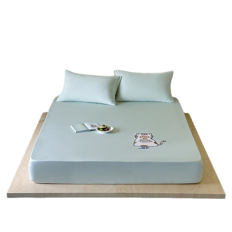 Fitted sheet with cute cat print and elastic all-around rubber