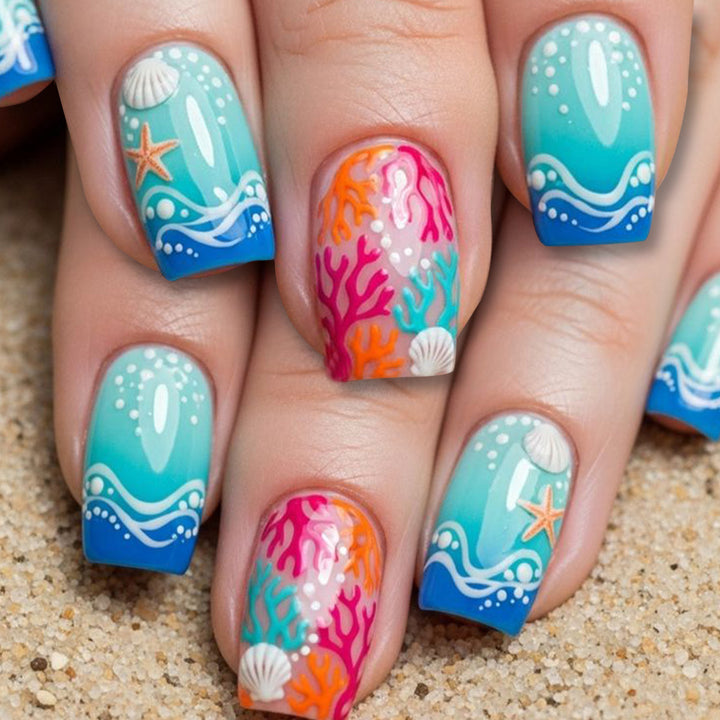 Oceanic Coral Nail Art Design Kalsten