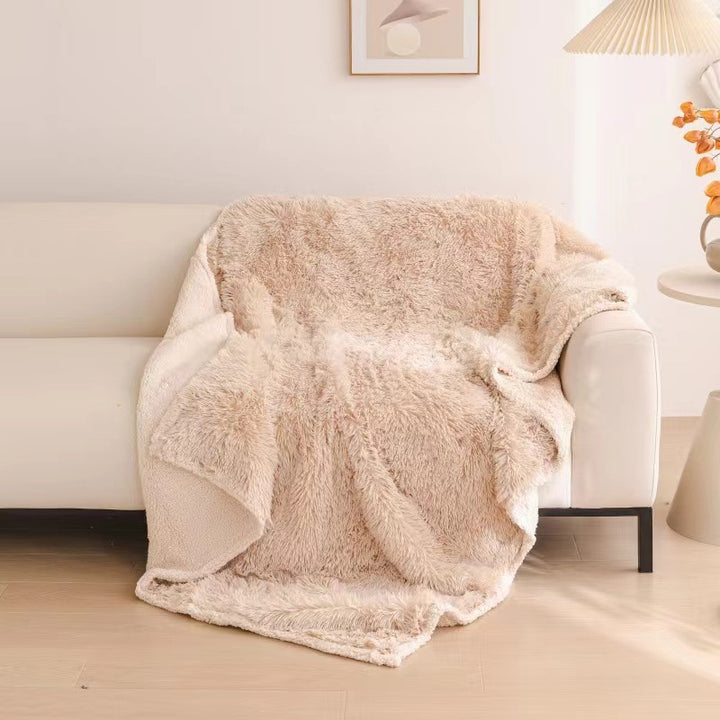 Oversized Reversible Plush Faux Fur Sherpa Throw Blanket