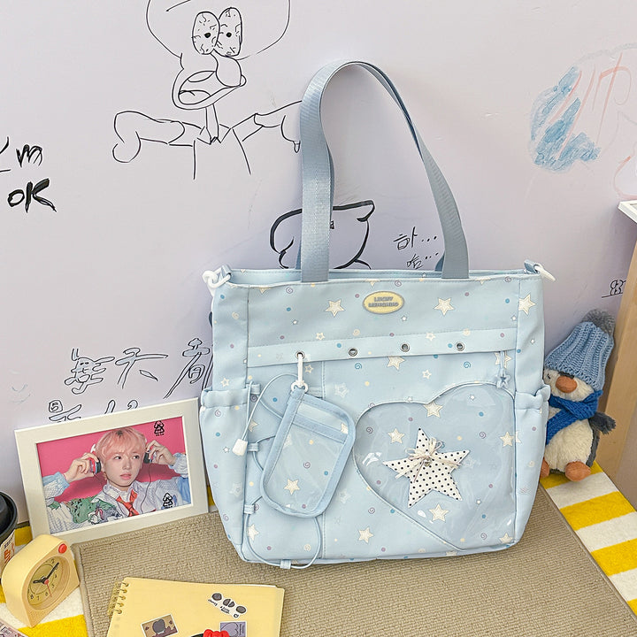 Stylish Multi-Pocket Star-Appliqué Backpack Kalsten
