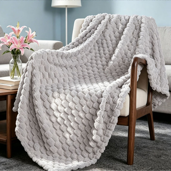 Premium Textured Plush Throw Blanket