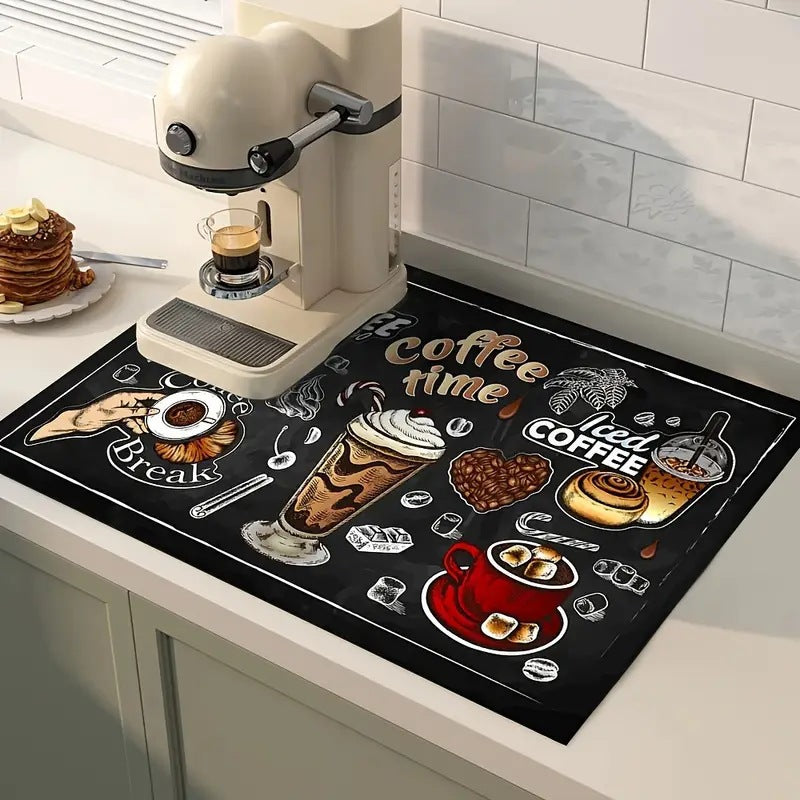 Coffee-Themed Kitchen Mat